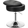 LIFEZEAL Sgabello da Bar, Sedia Rotonda Girevole, Sedile Rimovibile per Stoccaggio, Contenitore, Sedile Imbottito, Altezza Regolabile 51-66cm, Soggiorno, Ufficio, Max150 kg, Telaio in Metallo, Nero