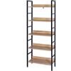 eSituro Scaffale Libreria Alta Mensole a 5 Ripiani in Acciaio Legno Mobiletto Autoportante Fioriera Scarpiera 60x27,5x160cm Nero rovere SSTR0043