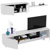 Avilia Parete Attrezzata con Mobile TV (46x200x41cm), Modulo Pensile (35x105x29cm) e Mensola (3x95x21cm) - Parete a Giorno in MDF, Bianco