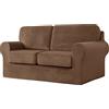 SYLC Ektorp Copridivani Con Cuscini E Schienale Separati, Velluto Elasticizzato Copridivano 1/2/3/4 Posti Con Braccioli, Copri Divano Antiscivolo (Dark brown,Large 2 Seat Set 5 PCS)