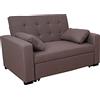 Dmora Divano letto a 2 posti, in tessuto imbottito, con 2 cuscini contenitore, trasformabile in letto matrimoniale, Made in Italy, cm 146x93xh88, colore Tortora