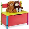 Relaxdays Panchetta con Cassapanca, Salvaspazio, con Coperchio, Cameretta Bambini, HLP 54,5x60x35 cm, MDF, Multicolore
