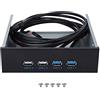 Sxhlseller Scheda Driver CD Frontale USB da 5,25 Pollici Portatile, 19 Pin/9 Pin a USB 3.0 Hub USB 2.0 Pannello Frontale Espansione CD-ROM a 4 Porte Rack Ottico Mobile per PC Computer Desktop Case Slot Anteriore