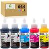 JoyPrinting 5-Pack T664 664 Inchiostro Sostituire Compatibile con Epson 664 T6641-T6644 Multipack per Ecotank ET-2500 ET-2550 ET-2600 ET-2650 ET-3600 ET-4500 ET-4550 ET-14000 ET-15000 ET-16500