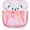 Newseego Custodia Rigida per Auricolari in PC Compatibile con AirPods 4 Generazione 2024 Design con Stampa a Marmi e Corpo Intero Antiurto e Antigraffio Cover Protettiva per AirPods 4a Gen-Rosa