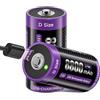 Mspalocell USB-C Mono D Batterie al Litio 1.5 V 8800 mAh LR20 Batteria D Ricaricabili, Oltre 1500 Cicli LSD/Bassa Autoscarica, Ricarica di Tipo C, Confezione da 2
