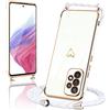 Micoden Cover per Samsung Galaxy A53 5G in silicone con collana con motivo cuore d'amore carino, custodia con cordino, cordino in corda per Samsung Galaxy A53 5G (Bianco)