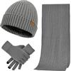 TAGVO Set di Guanti Sciarpa e Cappello Invernali Per Uomo - Touch Screen, Sciarpa Lunga, Berretto Beanie In Maglia di Lana Morbida - Regalo Per Outdoor