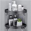 FIISAYL Mensola Doccia, Porta Sapone per Doccia Portasapone porta Bagnoschiuma da Doccia Portaoggetti Accessori Porta Shampoo Doccia con 4 Ganci, Spazio Alluminio Nero 2 unità