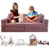 TIPICHOU Divano modulare per bambini - transformable in divanetto letto a 2 posti per bambino o bambina, area giochi, poltrona, materasso da pavimento, regalo bambini, Possibilità di gioco infinite (Rosa)