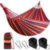 Anyoo Amaca da Giardino in Cotone Tessuto Comodo con Cinghie Rispettose degli Alberi per Appendere, Durevole Amaca Portatile con Borsa da Viaggio per Campeggio, Esterno/Interno, Balcone, Patio