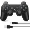 Powerextra Controller Wireless Compatibile con Playstation 3 PS3, con Joystick Aggiornato Batteria Ricaricabile Controllo del Movimento Doppio Shock per PS3 (Nero)