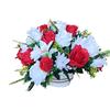 DRW Centro Fiori Artificiali Cimitero, Santi, Anniversari Rotondo Rose Bianche e Rosse e Garofani 45 cm Diametro x 35 cm Altezza