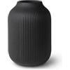 flature - Vaso in ceramica con scanalature - Vaso per fiori nero opaco impermeabile per fiori freschi e secchi, erba delle Pampas, grande vaso alto 20 cm come regalo e decorazione per soggiorno
