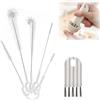 Wobestod Set di 6 Spazzola per Bottiglie, Multifunzione Spazzola di Pulizia con Spazzola per Coperchio per Bottiglia, Tazza, Vetro, Paglia, tubo del latte, Tastiera Beccucci, Macchina Caffè