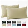 Dreamzie - Federa Cuscino 40x70 cm - 100% Cotone Rinforzato - Beige | Set da 2 · Certificato Oeko-Tex · Cerniera · Traspirante · Lavabile · Morbida · Ideale per cuscino da divano