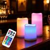 WRalwaysLX Candele senza fiamma WRalwaysLX con timer, Candele LED a cambio colore con telecomando, Candele a batteria per interni e esterni, set di 3, 2,5 D X H3/4/5 da 3AAA Batterie (non incluse)