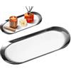 GYHWOFUL Vassoio Decorativo Grande, 32 x 12 cm, Ovale, in Acciaio Inox, per Gioielli, Semplice Decorazione Moderna Vassoio Decorativo, Argento