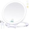 B Beauty Planet Specchio cosmetico con illuminazione 20x, doppio specchio compatto 1x/20x, con manico pieghevole regolabile, specchio cosmetico con ingrandimento, ricaricabile, 3 luci di colore