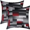 Homemissing Geometrica,Set di 2 federe da 60x60 cm, motivo: geometria rosso, grigio, nero, per la casa, il soggiorno, decorazione federa, plaid moderno art decor, federa per cuscino