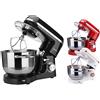 Arebos Impastatrice Robot da Cucina 1500W | Nero | Mixer Cucina 6L | Basso Rumore | Multifunzione Impastatore Planetario Professionale con Ganci, Frullare | 6 Velocità con Impulso Regolabile