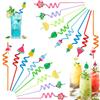 BINYI Cannucce Cocktail Plastica Riutilizzabili Cannuccia Riutilizzabile Bambini 16 Pezzi Reusable Straw Spesse Cannucce Carta Colorate Lunghe per Feste di Foresta Pluviale Cannuccia (Foresta Pluviale)