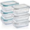 Grizzly Contenitore per Alimenti in Vetro - Set da 6 - Capacità 370 ml - Rettangolare Adatti per Forno - Frigo e Congelatore - Ermetico Anti Perdite - Lavabile in Lavastoviglie - senza BPA