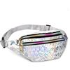 Fengzio Marsupio Donna Sportivo Elegante Marsupio Impermeabile Marsupio Laser Regolabile Marsupio Cintura Borsa per Campeggio Escursionismo Ciclismo Running Argento-Fascia Sportiva Sportivi Polsini