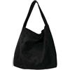 FYBlossom Borsa a tracolla da donna in pelle scamosciata, grande borsa a tracolla, casual, borsa per il trasporto, multifunzione, per lavoro, scuola, shopping, viaggi, Nero