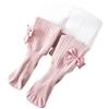 SONARIN Collant per Bambina,Cotone Calzamaglia Bimba con Fiocco Caldo Invernali Leggings Calze Maglia Pantaloni Morbidi Elastici per Neonata Ragazza 6-12 Mesi(Rosa)