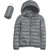 kosopse Puffer, giacca da donna oversize, piumino da donna, leggero, con cappuccio, leggero, trapuntato, per la transizione, invernale, caldo, elegante, corto, per la mezza stagione, grigio., XXL