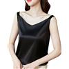 Generic 2024 Canotta da donna in seta con spalline sottili sexy in raso canottiera da donna in seta, Nero , L