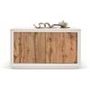 KONTE.DESIGN Credenza LAMPEDUSA in legno, finitura bianco frassinato, ante finitura rovere rustico, 140x50 cm