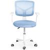 FurnitureR Home Ufficio, Computer per Giovani/Adolescenti con Maglia Traspirante, Sedia Da Studio Girevole Regolabile in Altezza con Braccioli, Blu, Metallo, 50 x 53 x 87cm