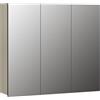 trendteam smart living - PureBliss - Armadietto a specchio - Kashmir grigio chiaro - Effetto scanalato - 9 scomparti + 6 ripiani - 90 x 80 x 20 cm - Porta centrale montata a sinistra e a destra