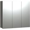 trendteam smart living - PureBliss - Armadio a specchio - Antracite/Evoke - Effetto scanalato - 9 scomparti + 6 ripiani - 90 x 80 x 20 cm - Porta centrale montata a sinistra e a destra