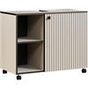 trendteam smart living - PureBliss - Mobile sottolavabo su ruote - grigio chiaro - Lavabo con 2 scomparti aperti - 80 x 64 x 42 cm - Armadietto bagno con effetto scanalato - Eleganti manici in metallo
