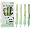 JIANTA 4 penne a sfera cancellabili blu, 0,5 mm, con inchiostro gel cancellabile con gomma, penne cancellabili per scrittura, penne per bambini (Panda)