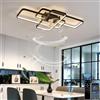 YFouCnd I Moderno Ventilatore Da Soffitto Con Luce E Telecomando Ventilatore Lampadario 6 Velocità Silenzioso Dimmerabile Lampadari Con Ventola Reversibile DC Soggiorno Camera Da Letto-Black||103cm
