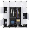 eSituro Armadio Portatile Modulare con Asta Fai da Te Guardaroba Stanzino Combinato Scarpiera Salvaspazio Plastic Organizer Cubo Appendiabiti Portaoggetti SGR0038