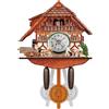 EIOLWJIEO Orologio a Campana con Ora degli Uccelli di Facile Lettura, melodioso promemoria del Tempo, Orologio a cucù Tradizionale in Legno, Stile Chalet della Foresta Nera, CM007