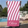 NIBESSER Telo Mare Personalizzato con Nome Telo Mare Grande Microfibra per Adulto Bambini Asciugamano Mare Antisabbia a Righe Morbido per Piscina Viaggio, Strisce Curve- Rosa, 90x180 cm