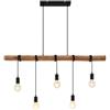 Lindby Lampadario vintage in legno e metallo nero, adatto per 5 lampadine E27, trave rustica e vera corda, lampada a sospensione retrò per cucina, taverna, sala da pranzo, bancone bar ristorante