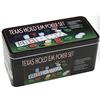 ARBUTUS Set da poker scatola di metallo o sacchetto di tessuto, 200 fiches da poker, 2 coperture, pulsante per spedizioniere, cieco piccolo, grande cieco, tappetino da gioco (scatola metallica)
