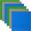 Hiegvor Base Piattaforma per Lego Classic,Set di 6 Base per Classic Costruzioni 25,5 x 25,5 cm Basi per Costruzioni Impilabili Compatibili con Tutte le Principali Marche, Verdi, Blu, Grigi
