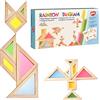 BOHS Tangram Traslucido con Carte Attività Multilingue - Spessore 1 pollice - Blocco Modello Regalo Prescolare - Puzzle da Tavolo Luminoso/Giocattoli con Finestra