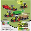 AptoFun Set di giocattoli agricoli 1:55, 2 trattori azionati ad attrito, uno con caricatore frontale e artiglio per tronchi + 3 rimorchi universali + 5 tronchi per bambini a partire da 1 anno