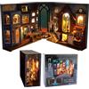 Dhqkqg Book Nook Kit, Kit Fai da te in Miniatura, Casa Delle Bambole in Legno con Luci LED e Mobili, Book Nook Casa Delle Bambole in Legno, 3D Puzzle Libretti di Legno, Regalo di per Compleanno