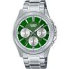 Casio Orologio Uomo - MTP-1375D-3AVDF Quadrante Verde, Cinturino Argento, Argento, Classico