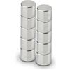 MAUL Magneti a disco al neodimio - Magnete ad alta forza adesiva per un uso versatile - Magnete rotondo dal design elegante e moderno - Ø 10 x 10 mm - Confezione da 10 - Argento chiaro